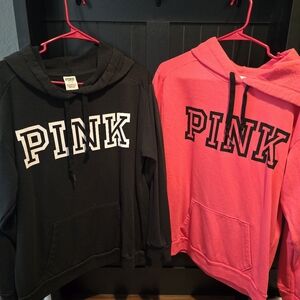 Victoria's Secret PINK Black and Bright Pink Hoodies